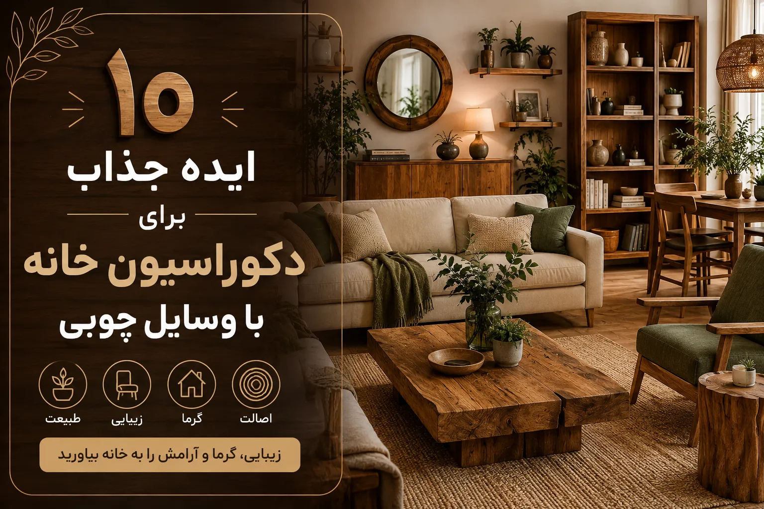 ۱۰ ایده جذاب برای دکوراسیون خانه با وسایل چوبی