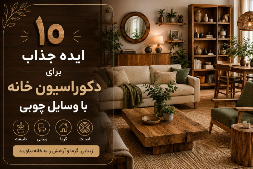 ۱۰ ایده جذاب برای دکوراسیون خانه با وسایل چوبی
