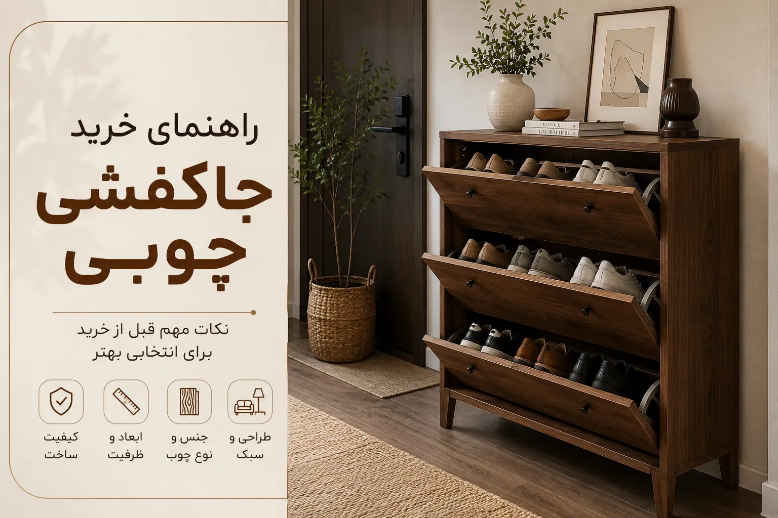 راهنمای خرید جاکفشی چوبی؛ انتخابی شیک و کاربردی برای خانه