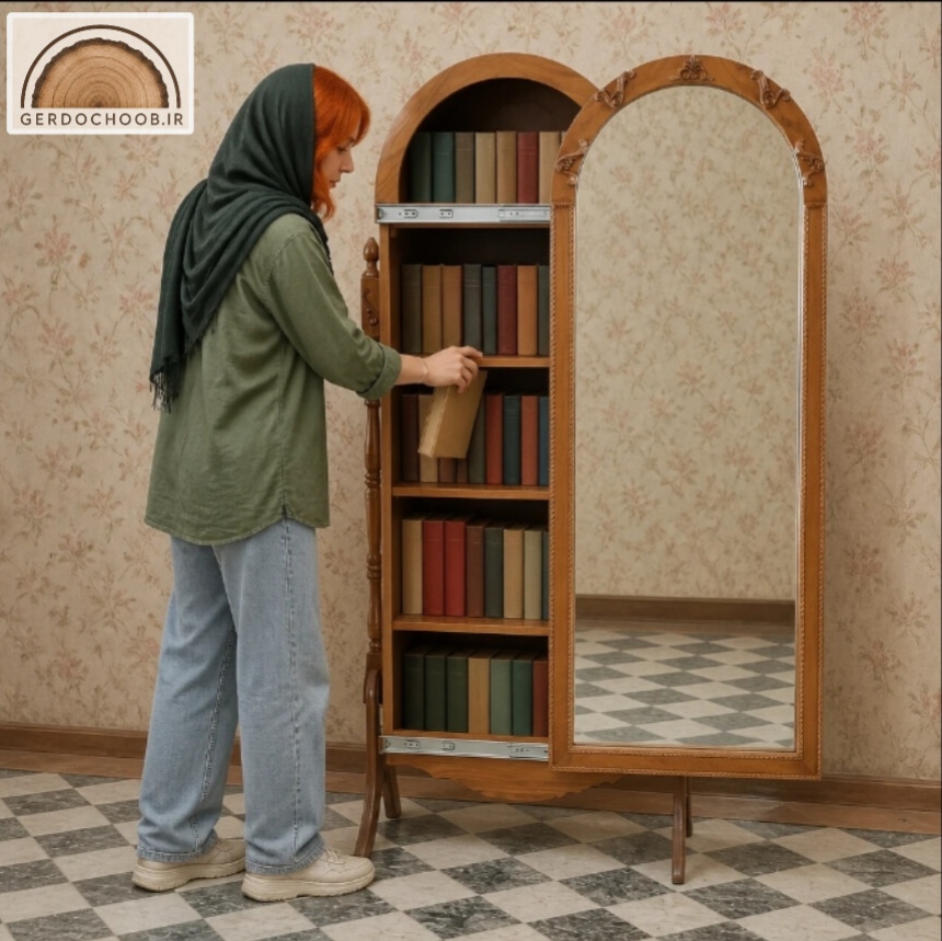 آیینه قدی ریلی مدل باکس دار(کتابخانه.جاکفشی)