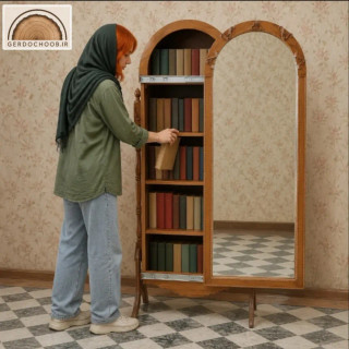 کتابخانه مخفی آیینه قدی دارمدل گندم